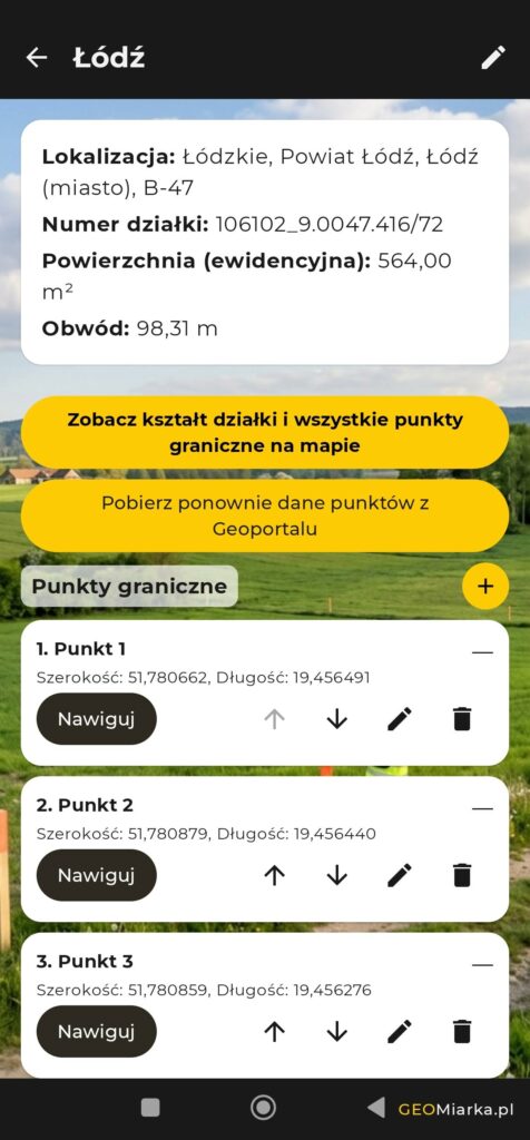 Punkty graniczne działki