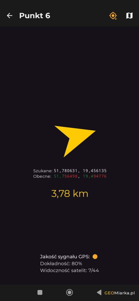 Nawigacja GPS do punktu granicznego